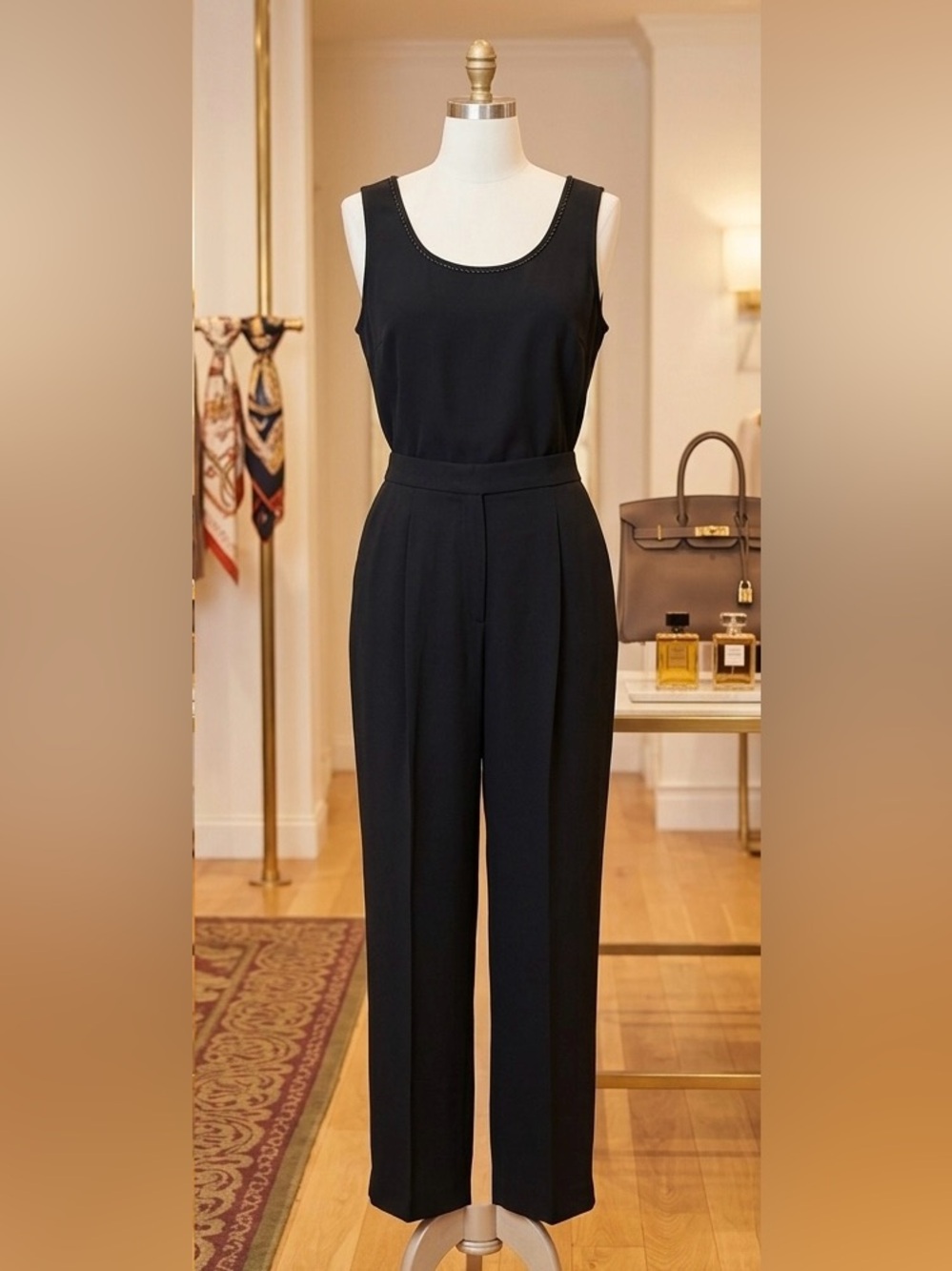 Classic Black Sleeveless Suit